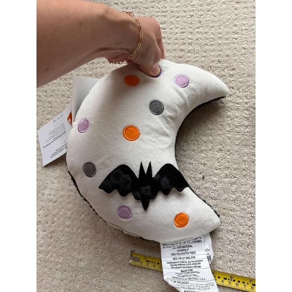Hyde & EEK! Light Up Moon Pillow Set White Black Whimsigoth Moody Bat Halloween